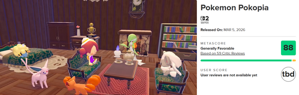 Pokémon Pokopia é o game melhor avaliado da franquia no Metacritic!